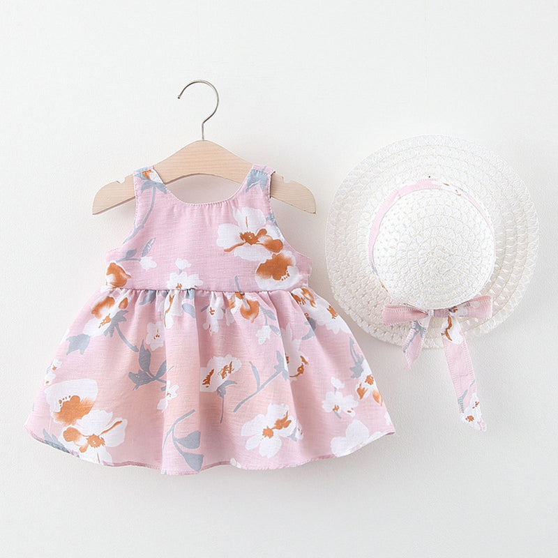 Baby Girl Dress Toddler Baby Kids Girls Floral Flowy Princess Dress Hat Outfits Clothes Toddler Girl Clothes