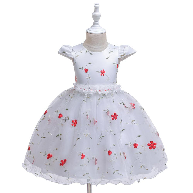 Children's dress bride's flower girl dress baby short-sleeved floral princess