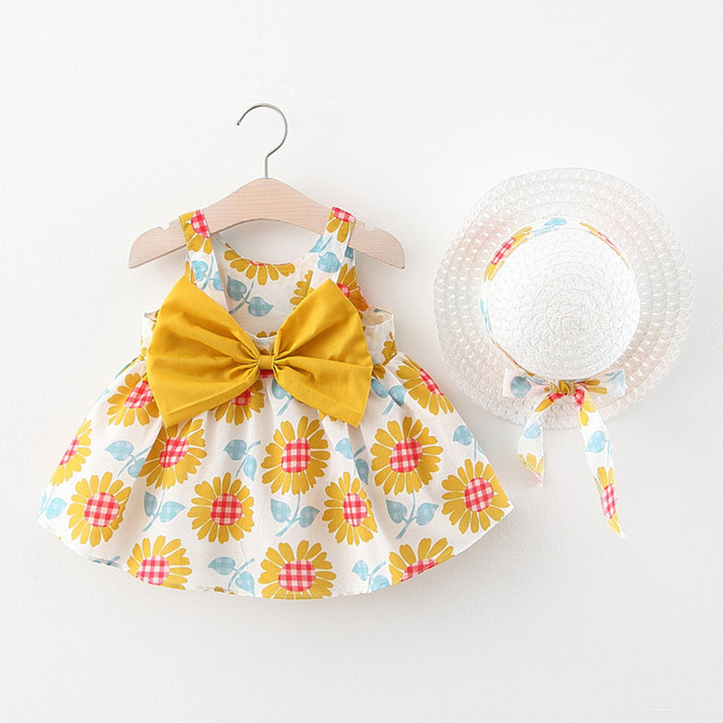 Baby Girl Dress Toddler Baby Kids Girls Floral Flowy Princess Dress Hat Outfits Clothes Toddler Girl Clothes