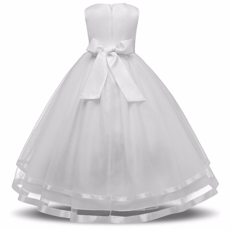 Summer Kids Princess Dress Sleeveless Flowers Kids Girls Dresses Birthday Party Wedding Dress Formal Wear Child Clothing