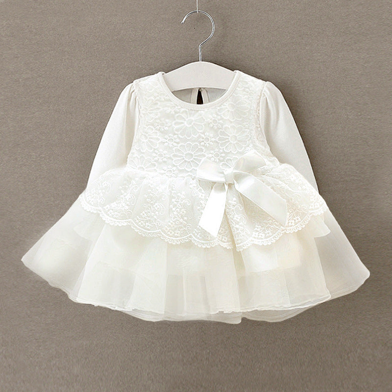 born baby girl dress white lace baby dress wedding party gowns long sleeves girls baptism 1 year