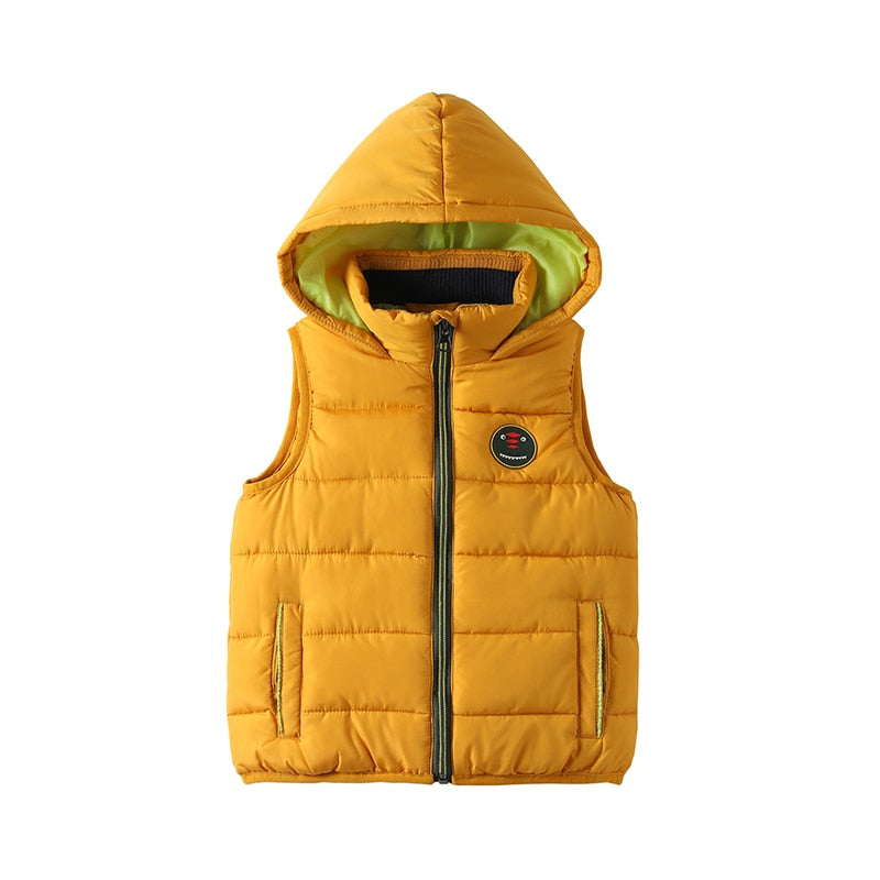 Vest Jacket with Hood Fun Warm Midweight Outerwear for Kids Clothes Solid Coats Winter