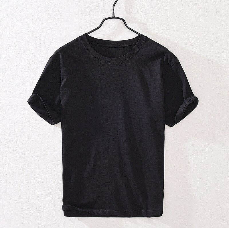 Spring Summer T-Shirt Short Sleeve Loose Simple Solid Sweat Casual Trendy O-Neck Fresh Youth Handsome Tees