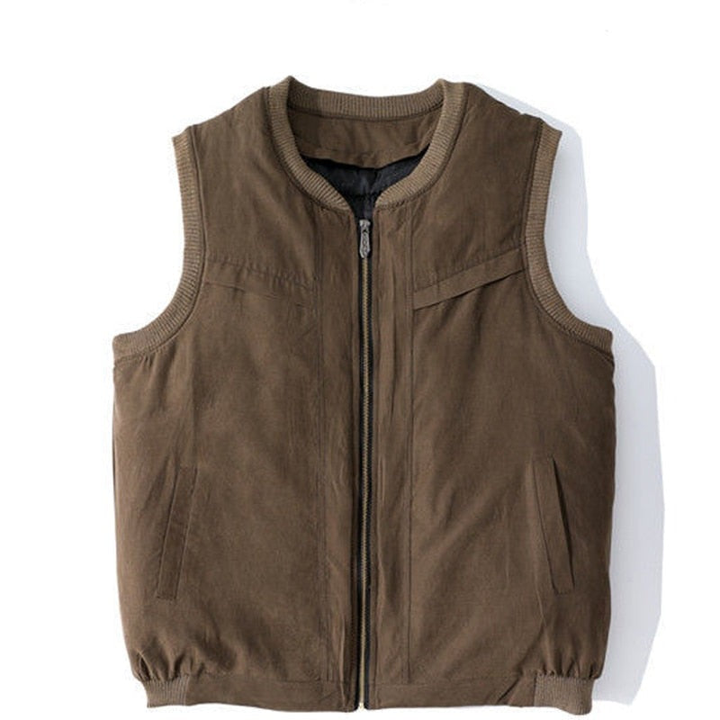 Men sheepskin vest warm cotton man streetwear clothes v collar zipper