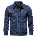 Spring Autumn Men Denim Jacket Slim Fit Streetwear Hip Hop Punk Coat Blue Cotton High Quality Cowboy Lapel Outwear