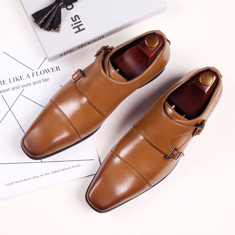 Spring Autumn Business Leather Shoes Men Buckle Formal Shoes