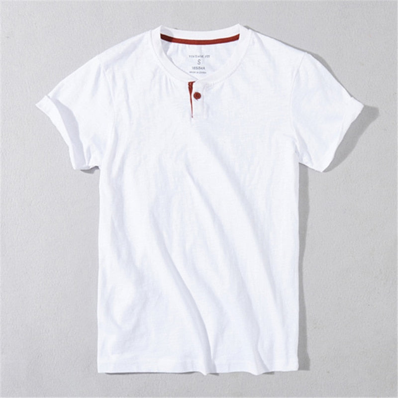 Summer Men Short Sleeve T-Shirts Cotton Casual Simple Handsome Youth Solid Slim Fit Tees