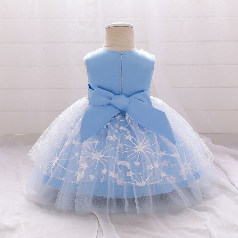 Beaded Lace Hollow Flowers First Birthday Dress For Baby Girl Kids Clothes Lace Baptism Tutu Bow Princess Baby Dresses Vestido