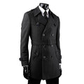 Men woolen jackets elegant double button trench coat stylish breathable wool blends windbreaker