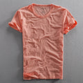 Men Summer Cotton Slim Fit Tees O-Neck Short Sleeve Solid Minimalism Classical Male Casual T-shirt