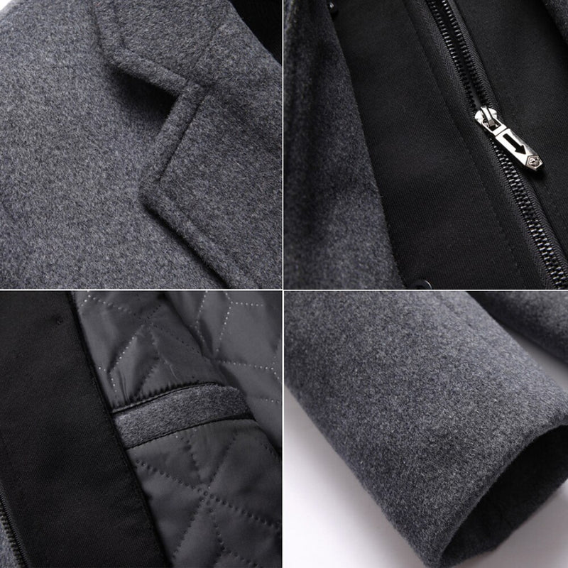 Men Long detachable Hood woolen coat men coat jacket men wool Jacket