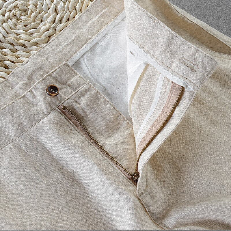 Men Spring Summer Style Simple Linen Solid Casual Pant Male Leisure Straight Trousers