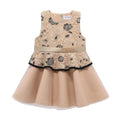 Faux Wool Lace Trim Girl Sleeveless Dress Elegant Kids Clothes Girls Princess Dresses Autumn Winter