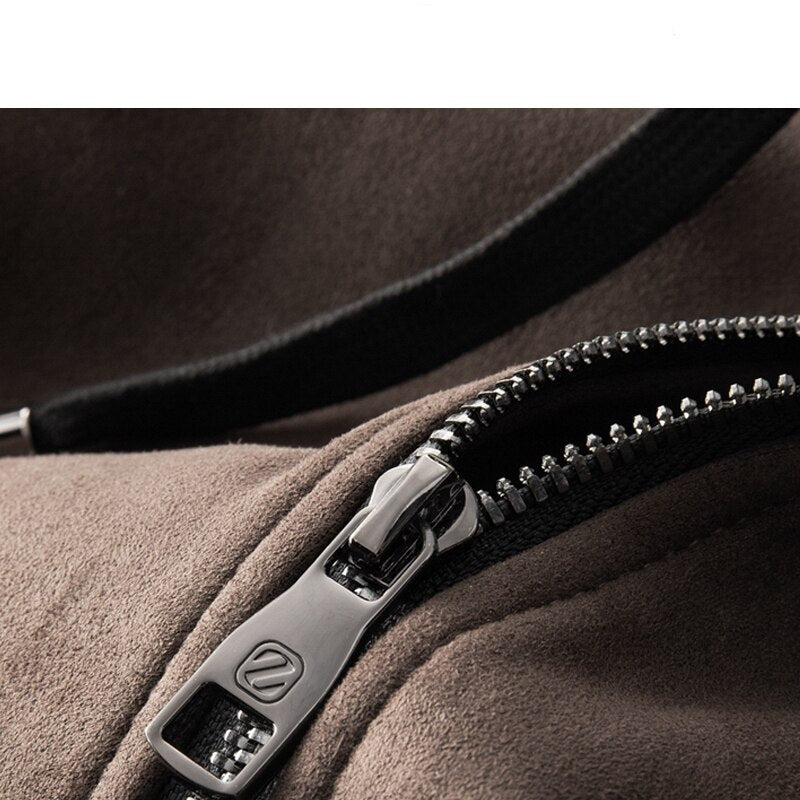 Luxury men jackets hooded elastic spring casual suede wool coats male motorcycle clothes streetwear