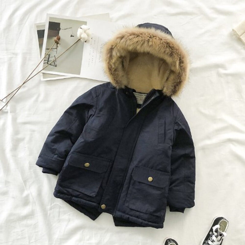 Hooded Coats Autumn Winter Brief Children Outerwear Thick Warm Faux Fur Jackets