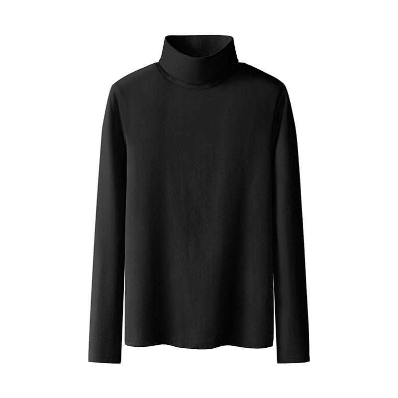 Women top Long  sleeve Turtleneck Cotton tshirt women all match tee black red white t shirt women top