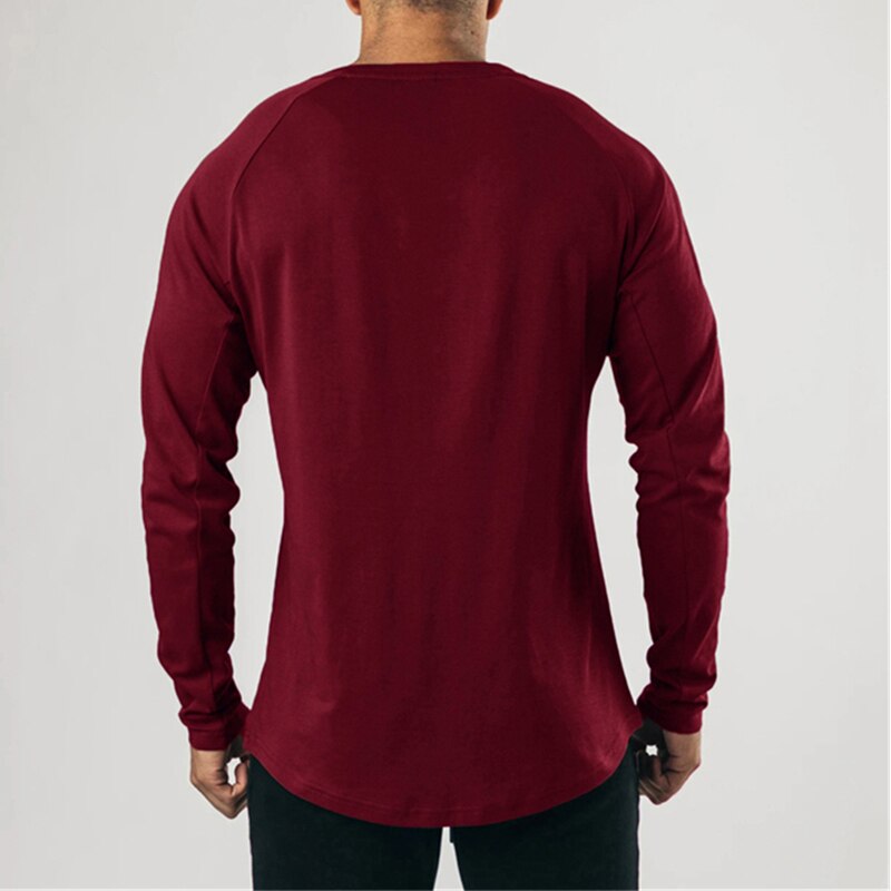 Casual gym clothing fitness t shirt men extend hip hop Autumn long sleeve t-shirt cotton bodybuilding muscle tshirt man