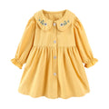 Toddler Girls Dresses Button Front Floral Peter Pan Collar Girl Spring Dress Cute Ruffle Long Sleeve Kids Clothes