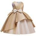 Summer Birthday Wedding Gown Princess Dress Elegant Bow Applique Girls Children Clothing Kids Party For Girl Clothes