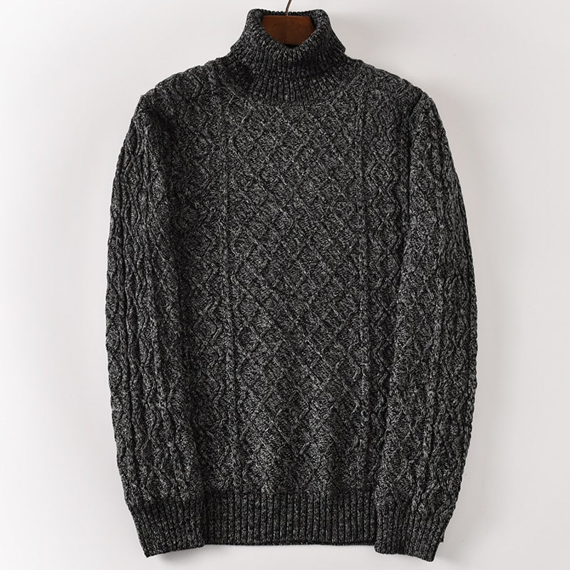 Fleece Warm Cotton Turtleneck Sweater Men Winter Pullovers Male Turtle Neck