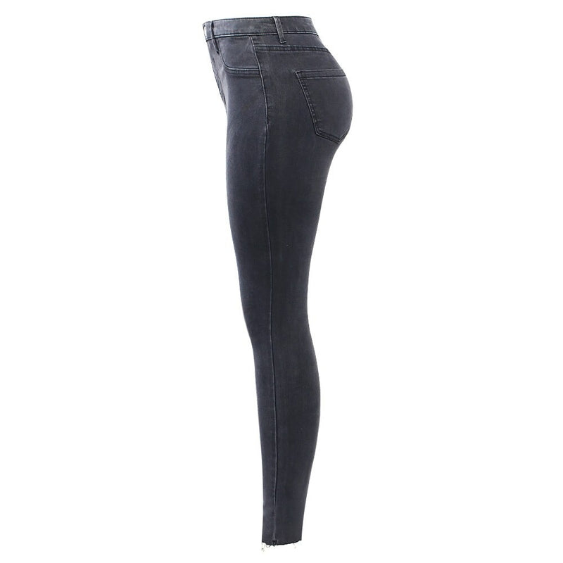 Dark Grey Jeans Women`s Stretchy Denim Pencil Skinny Pants Trousers For Women