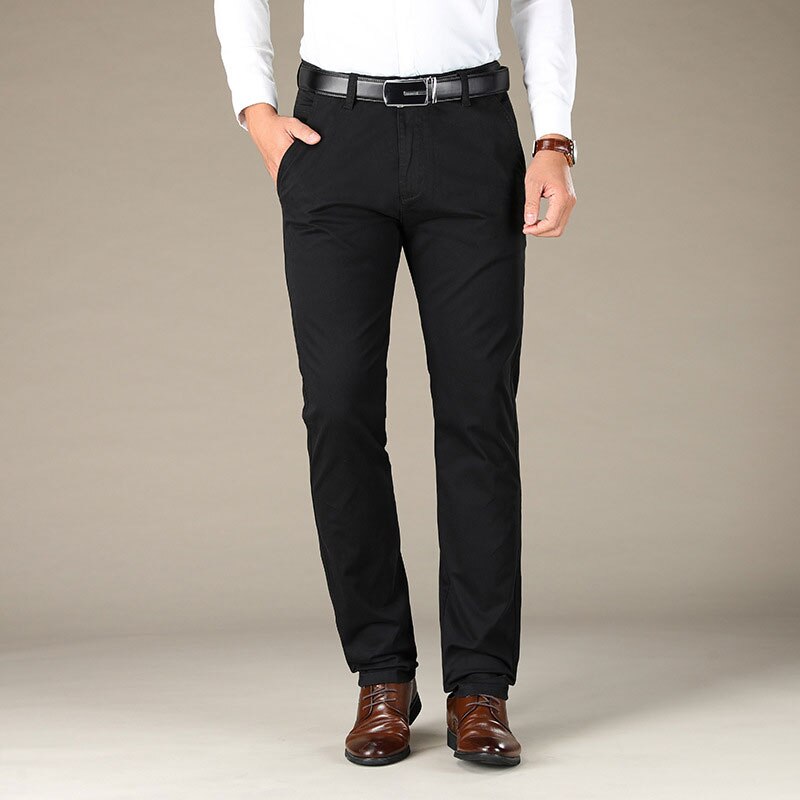 Mens Suit Pants High Quality Stretch Comfortable Cotton Office Pants Straight Business Casual Black Trousers