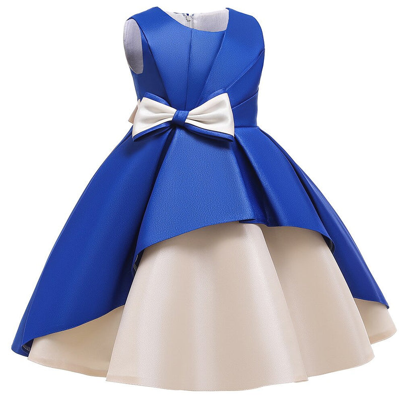 Summer Birthday Wedding Gown Princess Dress Elegant Bow Applique Girls Children Clothing Kids Party For Girl Clothes