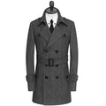 Men woolen jackets elegant double button trench coat stylish breathable wool blends windbreaker