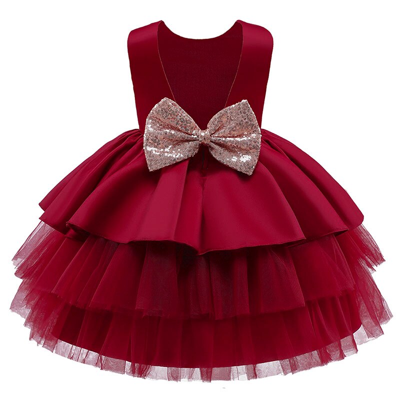 Kids Evening Dresses Formal Cake Dress For Children Costume Sequin Party Dress Girl Infant Sleeveless