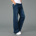 Retro Men Flare Jeans Pants Bell Bottom Blue Black Loose Classic Casual Comfortable Boot Cut Denim Trousers