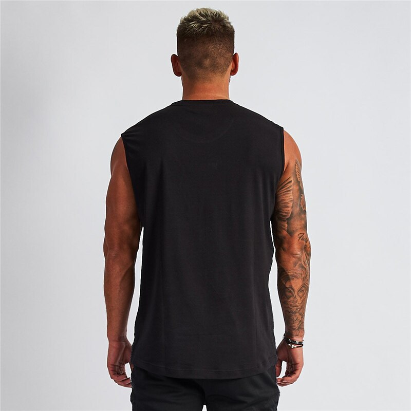 Compression Sleeveless Shirt Fitness Mens Tank Top Cotton Gym Clothing Bodybuilding Stringer Tanktop Muscle Singlet Workout Vest