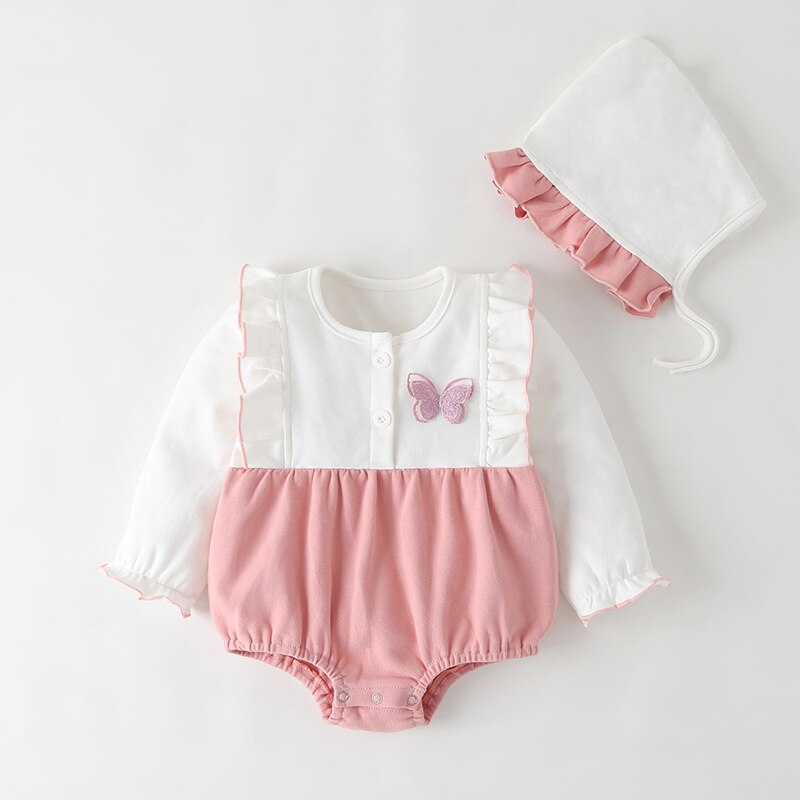 Autumn and Winter Children Clothing Infant Triangle Romper Baby Girls Bodysuits Newborn Clothes Kids One-pieces with Hat