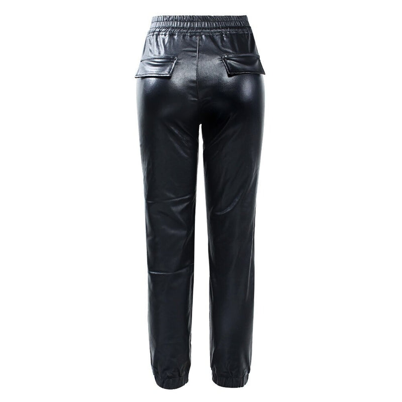 High Waist Fleece Pants Women`s Elastic Waist Wide Leg Ankle Length Trousers Jeans For Women