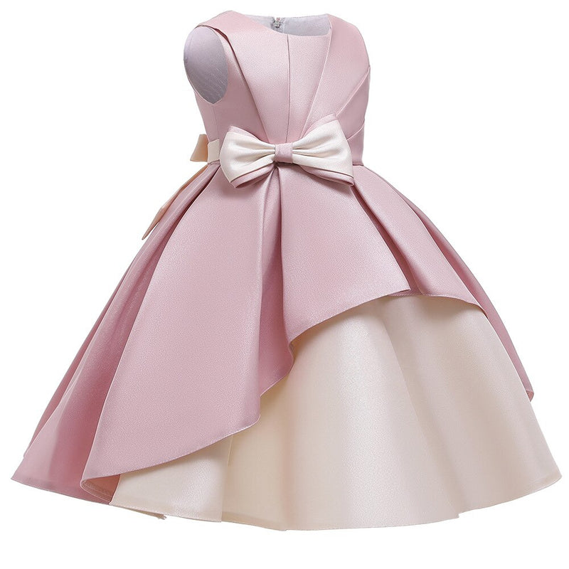 Summer Birthday Wedding Gown Princess Dress Elegant Bow Applique Girls Children Clothing Kids Party For Girl Clothes