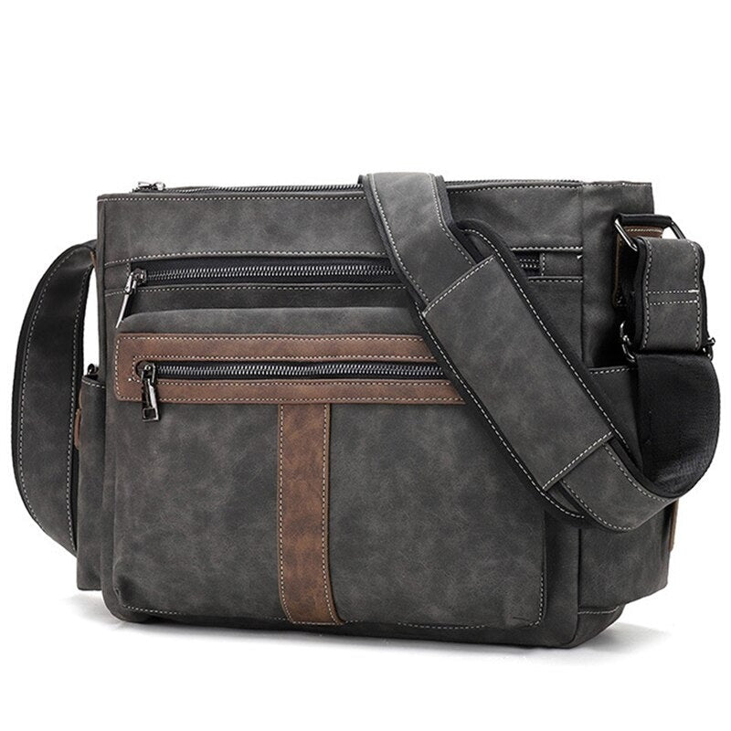 Men Leather Shoulder Bags Casual Vintage Crossbody Bag Large Capacity Travel Bags Messenger Bag Satchels