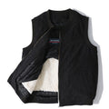 Men sheepskin vest warm cotton man streetwear clothes v collar zipper