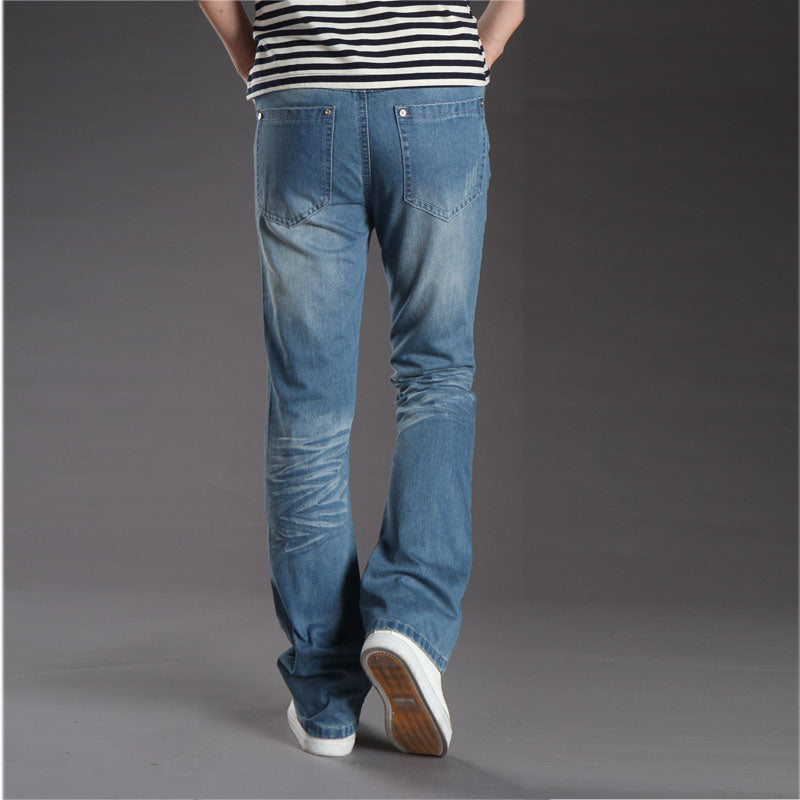 Men Micro-Horn Blue jeans version of the tide Slim trumpet Biker jeans