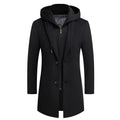 Woolen Coat Unique Detachable Hooded Style Handsome Male Jackets