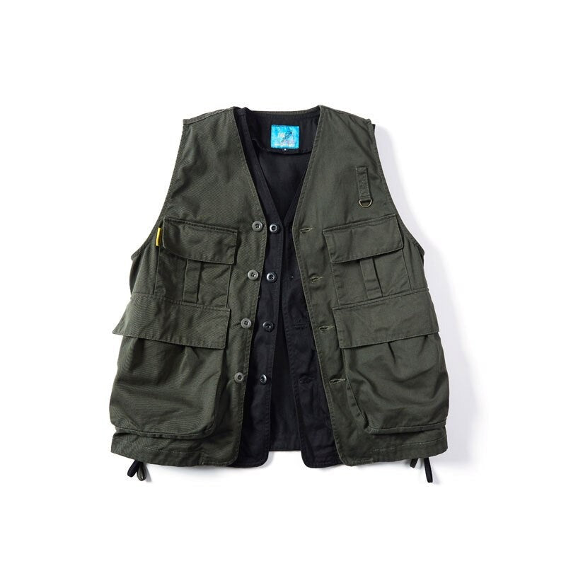 Vests For Men Multi-Pocket Tourism Waistcoat Fishing Reporter Sleeveless Jacket Youth Leisure Coat