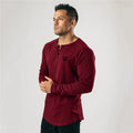 Spring Cotton Long Sleeve Polo T-shirt Men Gym Fitness Bodybuilding Slim Fit T Shirt Male Sports Tees Tops Training Clothing