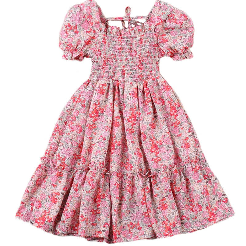 Baby Girl Summer Bohemia Dot Flower Dress Children Girl Beach Wear Dresses