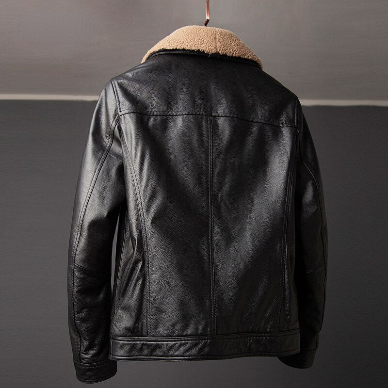 Winter down Jacket Men Genuine Leather Clothes Male First Layer Warm Short Coat