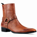 Luxury new designer Pointed Toe Buckle Strap retro Leather Men Boots