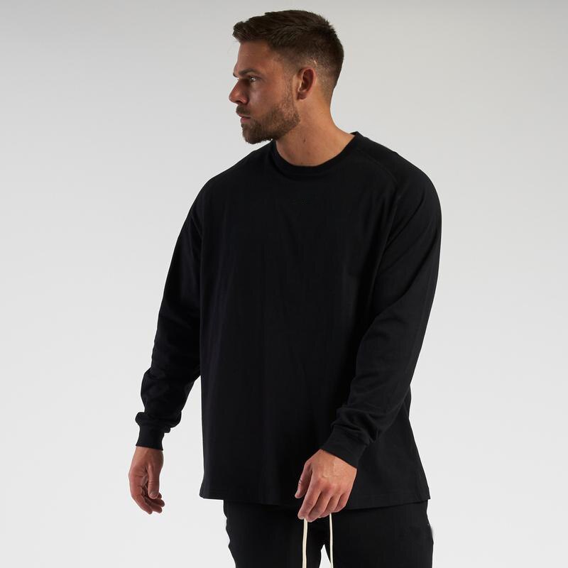 Loose Long Sleeve T Shirt Mens Streetwear Fitness lifestyle T-shirt Spring Brand Gym Clothing Workout Tshirt