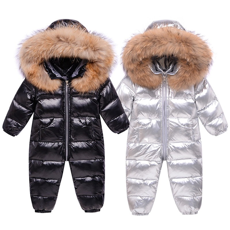 Winter Warm Kids Down Coat Thicken Waterproof Snowsuit Infant Jumpsuit Parka Baby Girl Boys Romper