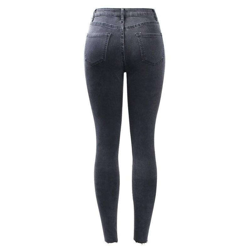 Dark Grey Jeans Women`s Stretchy Denim Pencil Skinny Pants Trousers For Women