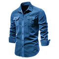 Spring men shirts cotton corduroy mens designer shirts slim pockets business single button