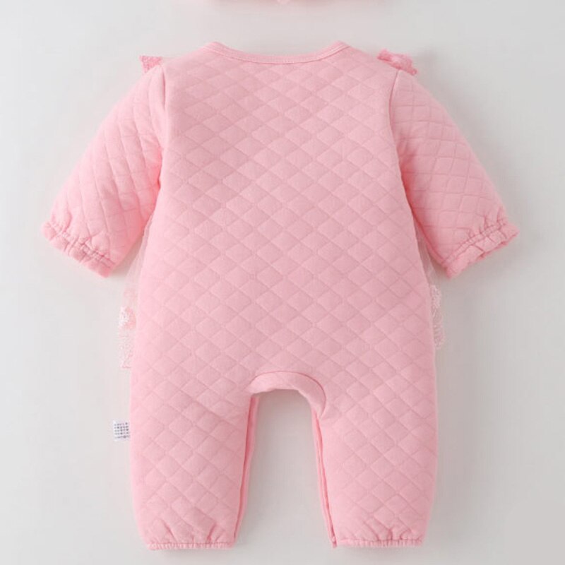 Spring and Autumn Children Clothing Splicing Net Yarn Kids Jumpsuit Long Sleeve Bodysuits Baby Girl Romper Infant One-pieces