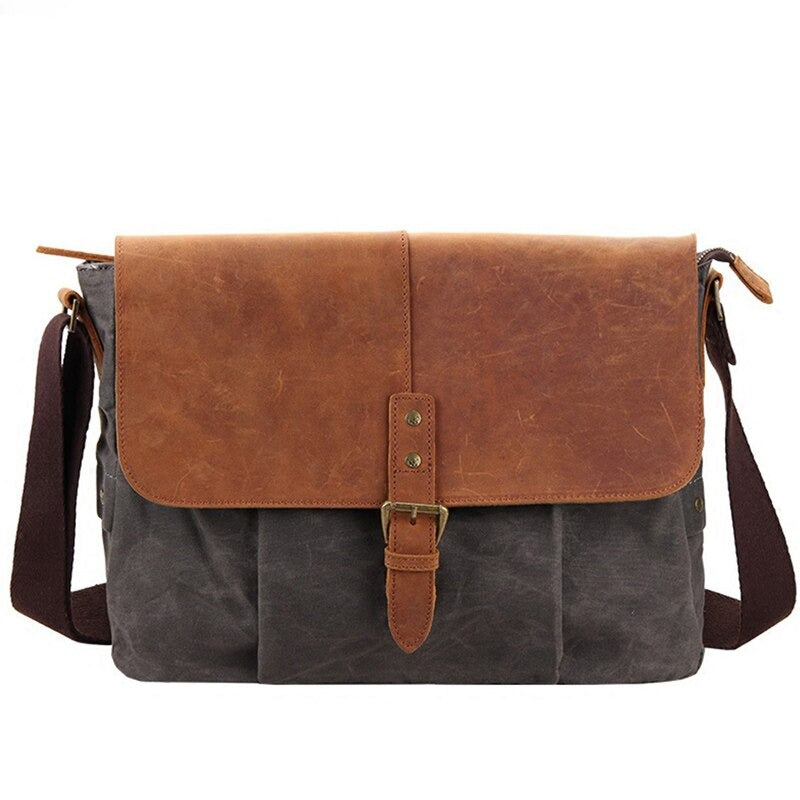 Men Canvas Leather Messenger Bag Male Casual Vintage Shoulder Bags Waterproof Crossbody Bags High Quality Travel Bag