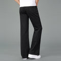 Men Summer Thin Light Weight Wide-Leg Straight Jeans Business Casual Flare Pants Black Blue